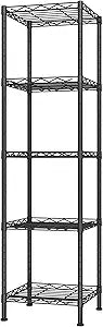 HOMEFORT Storage Shelves, 5-Wire Shelving, Metal Shelving Unit Adjustable Storage Shelves Rack for Kitchen, Pantry, Bathroom, Black, 11.6" W x 11.6" D x 46" H