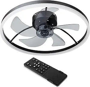 Ciata Lighting Ceiling Fan Light - 19.7" Low-Profile Flush Mount Ceiling Fans with Lights and Remote & App Control - Dimmable LED - Timer Settings - Modern Design for Bedroom, Living Room, Apartment