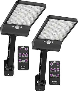 highydroLED Solar Lights Outdoor with Remote and Color Temperature Adjustment 2700K to 6000K, 48LED Solar Motion Sensor Light with 3 Modes,Waterproof IP65 Night Light for Garden Garage [Pack of 2]