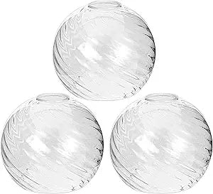 Handblown Clear Hammered Glass Globe Shade 1.65" Fitter Opening  Replacement Lamp Shade for Pendant Lights, Chandeliers, Wall Sconces, Vanity & Ceiling Fixtures (3 Pack)