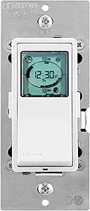 Leviton Decora Programmable and Astronomical Timer Switch for Lights and Motor Loads, Neutral Wire Required, Single Pole or 3-Way, VPT24-1PZ, White with Ivory and Light Almond Faceplates