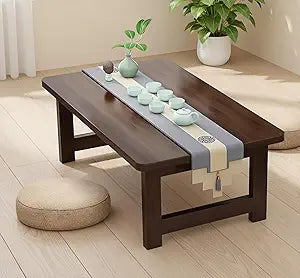 Japanese Foldable Floor Table,Portable Solid Wood Japanese Folding Coffee Table, No Assembly Table for Sitting on The Floor,Tea Table for Tatami,Living Room,Bedroom,Small Space31.5in