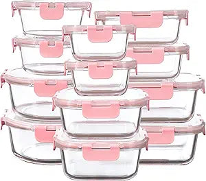 FAWLES 12 Pack Glass Storage Containers with Lids, Leak-Proof Meal Prep Containers, Dishwasher/Microwave/Oven/Freezer Safe Glass Food Storage Containers for Leftovers, to Go