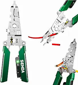 18 in 1 Foldable Wire Stripper with Electricity Measurement Function & Dual Alarms Multifunctional Professional Electrician's Pliers Cable Stripping Pliers for Cutting, Stripping and Crimping Tool