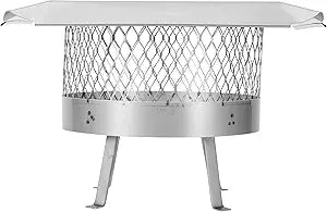 Draft King Single Chimney Cover SS815U - 14 inch Round Slip-in Welded Leg, Single Chimney Flue Cover, Stainless Steel Chimney Cap for Outside