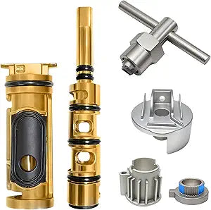 1222 Replacement Cartridge Kit for Moen, Brass, with Removal Tool, Handle Adapter, Temperature Limit Stop, Compatible with Moen Posi Temp Single Handle Tub/Shower Faucets Plumbing Repair Kit,
