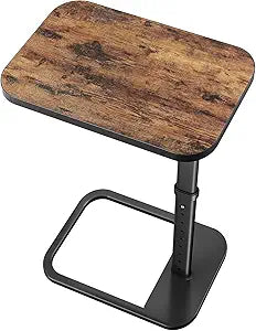 C Shaped End Table, Foldable Sofa Side Table with Adjustable Height, Portable Laptop Table for Couch & Bed, Space Saving Snack Table for Small Spaces, Living Room Bedroom Home Office