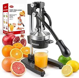 Kitchen Cast Iron Citrus Juicer,Manual Hand Press Orange Juicer,Heavy Duty Countertop Squeezer for Lemon,Orange, Easy to Use & CleanBlack)