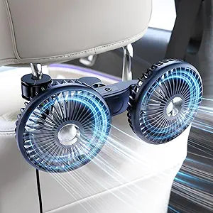 Dual Head Car Cooling Fans for Back Seat for Kids, Usb 5V/ 12V /24V Car Backseat Headrest Fan for Baby Rear Facing, Car Seat Cooler That Blow Cold Air for Vehicles Sedan Suv Rv Truck Without Ac