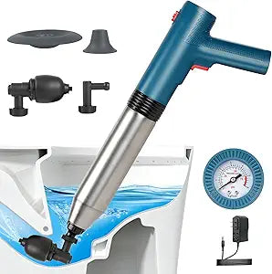 FlyfreeU Electric Toilet Plunger, High Pressure Air Plunger for Bathroom, Splash-Free Drain Toilet Unclogger Auger, Heavy Duty Toilet Snake for Unclogging,One-Shot Clog Remover for Toilet&Kitchen