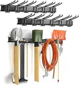 Garage Tool Organizer 48in - Heavy Duty Wall Mount Tool Storage Rack Load 350lb Garage Organization for Mop Rake Broom Shovel Folding Chair