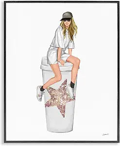 Trendy Glam Fashion Coffee Cup, 16 x 20 Inch Framed Gicle Print