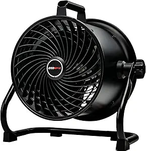 ECOMAX 10-Inch Drum Fan, 900CFM 3-Speed Industrial Floor Fan with 360┬░ Tilt Head, 85W 120V Aluminum Blade Shop Fan for Garage Workshop Basement Patio, UL Certified, 8.6 LBS