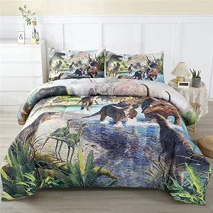 WINLIFE Dinosaur Twin Comforter Set Kids Bedding T-Rex 3D Jurassic