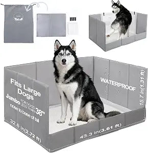 HQ4US 4LEGS Dog Litter Box, Pee Pad Holder Foldable, Indoor Dog Potty Tray for Puppy & Large Dogs, High Walls, Seamless, No Assembly, Waterproof, Easy to Clean, No Spill,Portable for Travel
