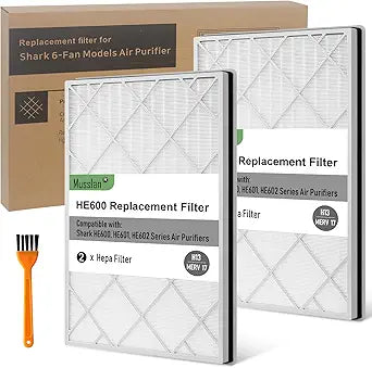 2 Pack HE601 Filter for Shark Air Purifier 6 (HE601 & HE602), HE6FKPET, HE6FKBAS, HE6FKPRO, 3-Stage Filtration System of H13 True HEPA