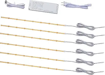 6 Pcs COB LED Strips Bright Dispaly Case Under Cabinet Light,Touch Sensor Dimmable LED, Bedrooms Bookshelf Wardrobes Cabinet Strip Lights (Warm White, 6 * 40inch LED Strips)