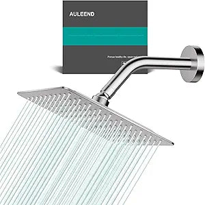 Square Rain Shower Head, High Flow Stainless Steel,Work with any decorative styleAll Metal Rainfall Shower Head (Brushed Nickel, 8)