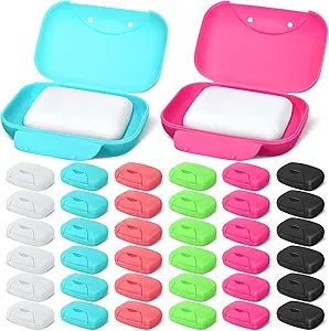 Nuogo 48 Pcs Soap Box Holder Bulk Portable Travel Soap Dish Case Plastic Leakproof Container for Home Bathroom Outdoor Camping Hiking Vacation Gym Shower