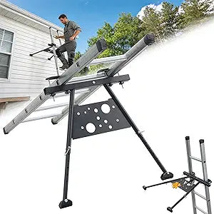 Ladder Stabilizer,Extension Ladder Stabilizer Adjustable Legs 20.1-29.5"Wall Ladder Standoff Aviation Grade Aluminium,Ladder stabilizer for Roof Gutter Built-in Tool Tray, Anti-Slip Rubber Feet.