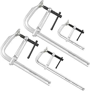 MAXPOWER 4-pieces Light Duty F Clamps Set, Jaw Opening 4" 8" 8" 12", Clamping force 580 lbs and1200 lbs, Full Steel Welding Tool Kit