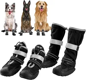 OneTigris Dog Shoes for Large Medium Dogs, Waterproof Anti-Slip Paw Protectors for Hot Pavement, Wound Recovery & Licking Prevention, Breathable Dog Booties for Outdoor Walking Hiking Hardwood Floor