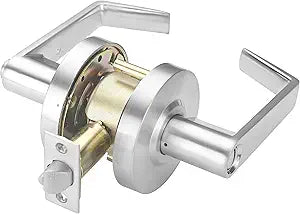 Lo-Lock Commercial Privacy Function Lever, Heavy-Duty Locking Door Handle, ADA-Compliant, Cylindrical Lever Lock, Satin Chrome Finish