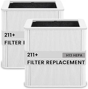 211+ Replacement Filter Compatible with Blue Pure Blue Pure 211+ Air Cleaner Purifier Series, 2 Stage Filtration System of H13 True HEPA and Activated Carbon Filter, (2 Pack)