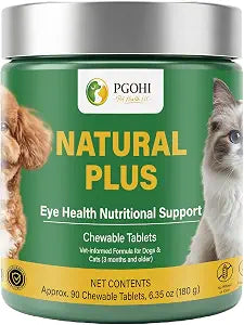 Natural Plus Eye Health Chewable Tablets for Pets, Tear Stain Support Supplement for Cats & Dogs, 90 Count