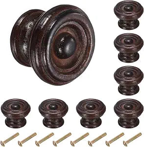 uxcell 8pcs Round Wooden Knobs, 37mm/1.5" Mushroom Shape Kitchen Cabinet Knobs Single Hole Drawer Pull Hardware Handles Decorative Furniture for Drawer Dresser Wardrobe, Dark Brown