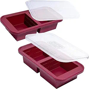 Souper Cubes 2 Cup Silicone Freezer Molds with Lids  Soup Cubes for Freezing Lasagna, Leftovers, Soups, Sauces, Casseroles, Meal Prep Meals and More  Cranberry 2-Pack