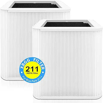 211+ Replacement Filter Compatible with Blue Pure 211 Air Purifier Series, 2-in-1 Filtration System of H13 True HEPA and Activated Carbon Filter, 2 Pack