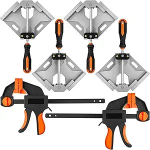 6 Pcs Right Angle Clamp One Handed Ratchet 90 Degree Corner Wood Clamp 6 Inch Bar Single Handle Trigger for Wood Working Accessories