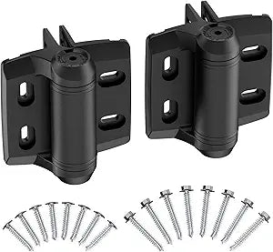 Heavy Duty Self Closing Nylon Gate Hinges for Square-to-Square Vinyl Fence,Pool Gate Hinges with Alignment Legs, No Rust&Adjustable Fence Door Hinges for Outdoor Metal&Vinyl Gates,Wood Gate, 2 Count