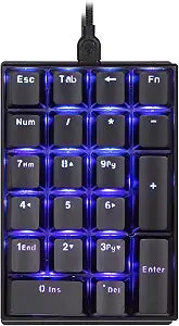 MOTOSPEED K23 Mechanical Numeric Keypad Blue Switch Wired 21 Keys Mini Numpad Portable Keypad Backlight Gaming Keypad Extended Layout for Cashier