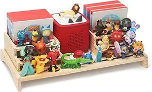 Taladad Shelf Compatible with Tonie Box 2/1 Storage, Holds 30+ Tonies Figures & Tonie Play, Magnetic Figures Display Stand Organizer & Listening Station for Kids Room