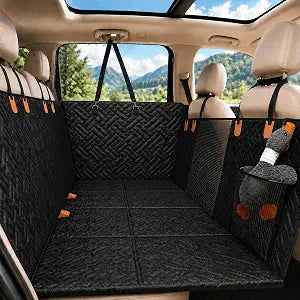 wellegend Hard Bottom Dog Car Seat Cover, Waterproof Back Seat Extender for Dogs, 600D Pet Hammock with Non-Slip Base, Scratch-Resistant Surface, Holds 400 lbs, Fits Cars, SUVs & Trucks