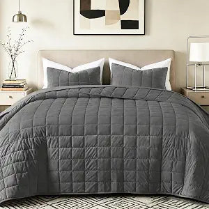 Twin Quilt Set, Soft Lightweight Quilt for Hot Sleepers,Grey