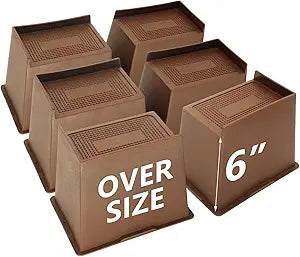 Bed Risers 6 inch Heavy Duty Dark Brown, 6 Pack Oversized Furniture Risers, Extra Wide Bed Lifts Risers for Table, Sofa, Dorm Twin XL, Couch, Desk, Bed Frame Risers Supports Up to 6,500 Lbs