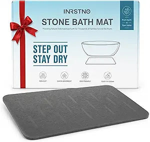 Premium Stone Bath Mat, Quick Dry Diatomaceous Earth Bath Mat for Bathroom, Super Absorbent, Non-Slip & Easy to Clean, 23.6 x 15.4"