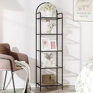 Hzuaneri Bookcase Bookshelf, Tempered Glass Bookshelves