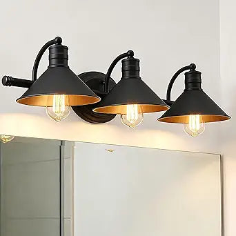 3 Light Bathroom Vanity Light Over Mirror - Farmhouse Wall Light for Bathroom Vanity Powder Room, Rustic Gooseneck Barn Style 3 Bulb Wall Sconce Over Kitchen Sink
