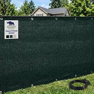 Rugged Rhino Fence Privacy Screen, Outdoor Protective Screens, Wire and Wooden Fencing Compatible, Mesh Shade Netting Creates Private Barrier, Decorative Backdrop, 6x20 Feet, Hunter Green