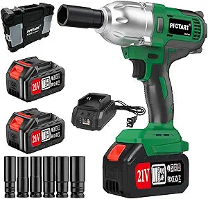 1/2 Inch 800Nm Brushless Impact Wrench Kit, 2x4.0Ah Batteries, 6 Sockets, Storage Tool Box for Car Tire Truck RV