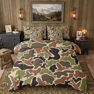 Feelyou Duck Camouflage Hunting Comforter Set Twin Size Bed in a Bag