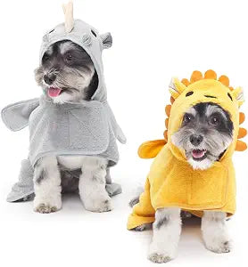 Barkbox Dog Bathrobe Bundle Fast Drying with Hook and Loop Closure & Wrap Tie Snuggle, Easy to Clean, Machine Washable, Dog Coats and Tumble Dry Low - Lion/Rhino, Small