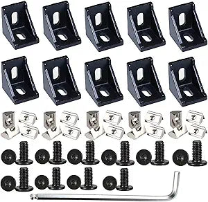 10Set 4040 Corner Bracket Connector Set for 4040 Aluminum Extrusion Accessories Black