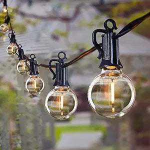 Brightown Outdoor String Lights 69 Feet G40 Globe Patio Lights with 32 Edison Shatterproof Bulbs(2 Spare), Waterproof Connectable Hanging Christmas Light for Backyard Porch Balcony Party Xmas Decor