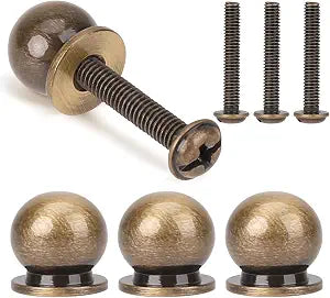 Round Solid Brass Cabinet Knobs, 4 Pcs 1/2 Inch(12mm) Mini Round Solid Brass Knobs, Brass Pulls, Jewelry Box Drawer Pulls, Suitable for Jewelry Boxes(Bronze, Small)