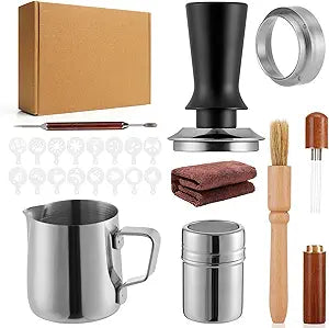 Espresso Accessories Kit, Espresso Tools Set for Coffee Machine, Spring-Loaded 304 Stainless Steel Base 30lbs Coffee Calibrated Tamper Tools for Enjoying cafes Home Office hotels (24pcs, 51mm)